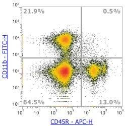 Anti-Human/Mouse CD11b, FITC (Clone:M1/70)流式抗体 - 结果示例图片