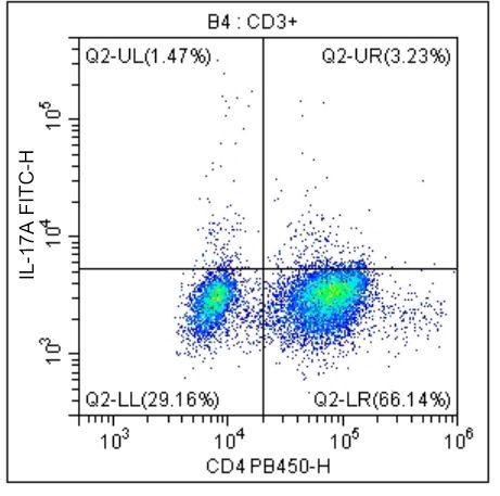 Anti-Mouse IL-17A, FITC(Clone:17F3) 检测试剂 - 结果示例图片